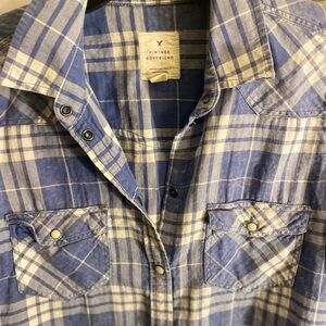 American Eagle Outfitters Vintage Blue Checkered Shirt